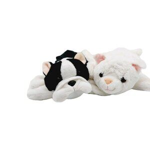 Dream Plush Cat & Dog Hand Puppet 10" Black & White Set Of 2